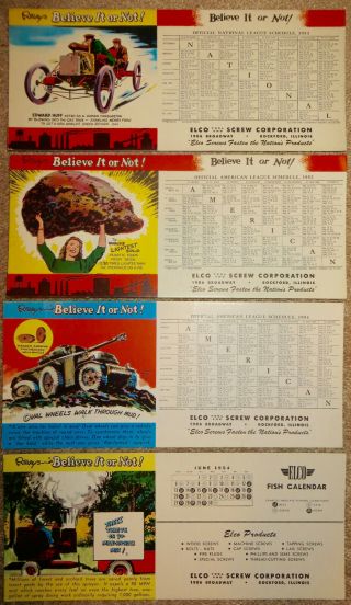 4 Vintage Mlb Major League Baseball Schedule 1953 1954 Ripleys Believe It Or Not