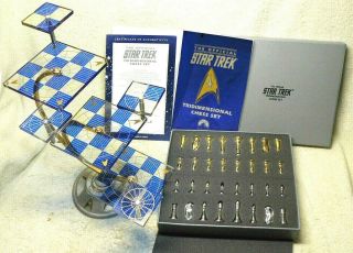 Official Star Trek Tridimensional Chess Set 1994 Franklin Complete -