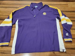 Vintage Team Starter Lsu Tigers Football Rugby Shirt Jersey Mens Xl Zip