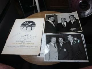 1966 Boxing Autographs By Gene Tunney,  Jack Dempsey & Mckey Mcguire,  2 Photos