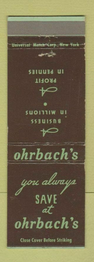 Matchbook Cover - Ohrbach 