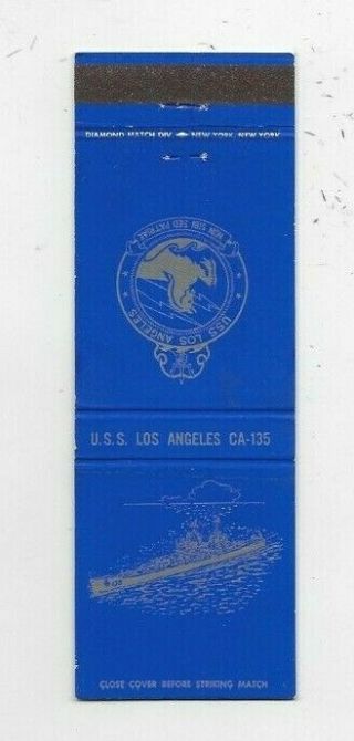 Wwii Matchbook Cover Navy Ship Uss Los Angeles Ca - 135 Heavy Cruiser M97