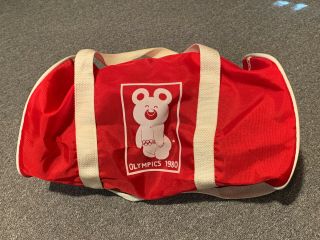 Vintage 1980 Moscow Russia Olympic Games Bag Misha The Bear Duffel Summer