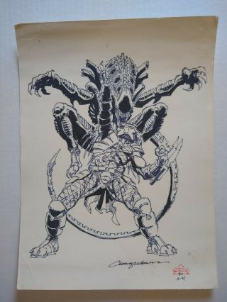 Aliens Vs.  Predator Art Chris Warner Pencil & Ink Sketch Dhp 36 Cover