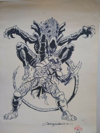 Aliens vs.  Predator Art Chris Warner Pencil & Ink Sketch DHP 36 Cover 2