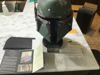 Master Replicas Star Wars Boba Fett Helmet Signature Edition & Prints Complete