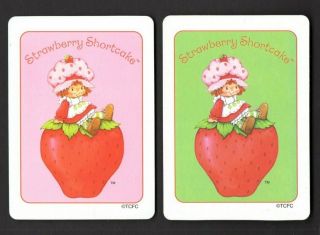 2 Single Swap Playing Cards Strawberry Shortcake Cute Little Girl Wide Pair