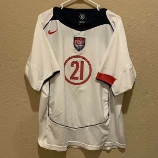 Nike Usa Landon Donovan 21 2004 White With Blue & Red Home Jersey Usmnt