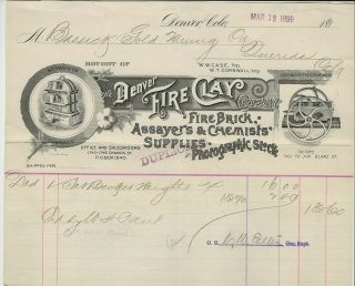 1899 Graphic Billhead - The Denver Fire Clay Co. ,  Denver,  Colo.