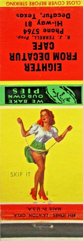 1952 Girlie Matchbook Cover - Eighter From Decatur Cafe,  Decatur,  Texas.