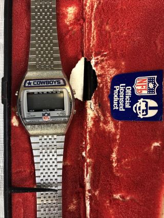 Dallas Cowboys Vintage Nfl Football Lcd Display Stainless Steel Lafayette Watch