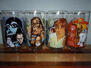 Star Wars 1977 Complete Set Of 4 Burger King Limited Edition Glasses 5.  5 "