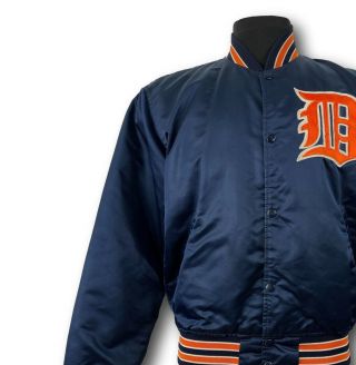 Vintage Starter Detroit Tigers Mlb Baseball Satin Bomber Jacket Sz L