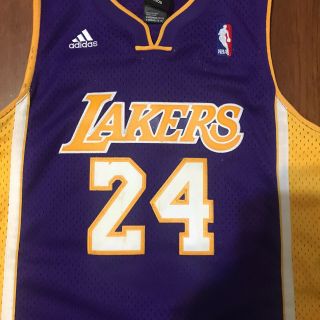 Youth Adidas Lakers Kobe Bryant 24 Jersey Size Medium Purple Stitched 2