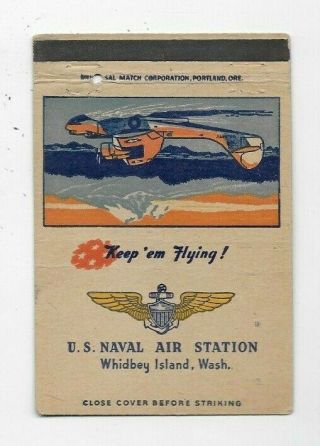Wwii Matchbook Cover Navy Us Naval Air Station Whidbey Island Wa Graphic M61