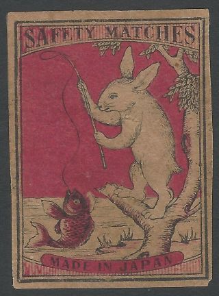 India Vintage 1920s Matchbox Label Rabbit Made In Japan