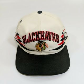 Vtg Chicago Blackhawks Logo Athletic Diamond Spike Snapback Hat