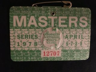 1978 Masters Badge Ticket Winner: Gary Player Golf Augusta National