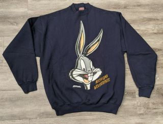 Vintage Michigan Wolverines Looney Tunes Sweatshirt Crewneck Xl 93 90s Ncaa Bugs