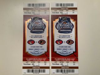 Vintage Row 1 Tickets To 2012 Winter Classic Ny Rangers Vs Flyers