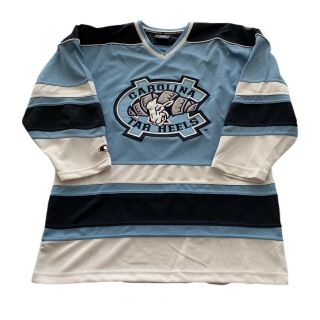Vintage North Carolina Unc Tar Heels Blue Embroidered Hockey Jersey Medium Tall