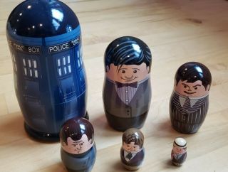 5 Doctor Who Nesting Dolls,  Contemporary Set Rare Dr