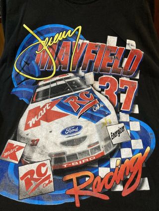 Vtg Jeremy Mayfield NASCAR TShirt Ford 37 XL Mobil Racing 1997 Kmart RC Cola SS 2