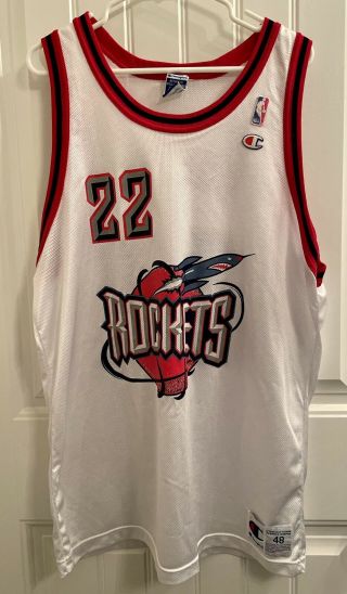 Houston Rockets Clyde Drexler Basketball 22 Jersey Size 48 Champion Vintage