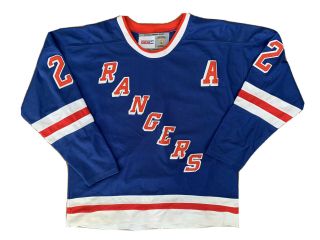 Brian Leetch York Rangers Ccm Vintage Hockey Jersey Size 54 Xl Blue Red