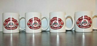 Set Of 4 Ohio State Buckeyes Football 2002 National Champions Coffee Cups Mugs