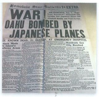 Honolulu Star - Bulletin December 7.  1941.  Three Editions Re - Print