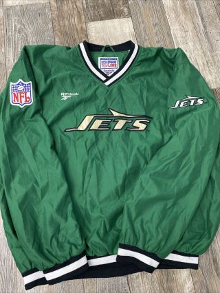 Vintage 90s Nfl Pro Line Reebok York Jets Pullover Jacket Size Xl
