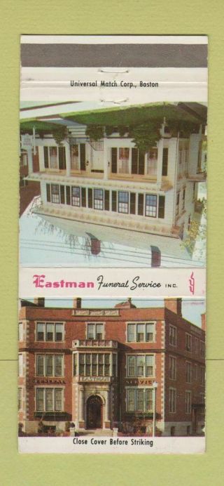 Matchbook Cover - Eastman Funeral Service Boston Norwood Ma 30 Strike