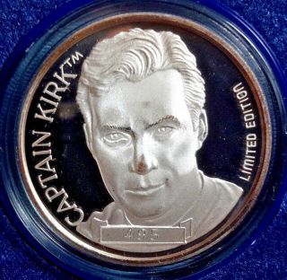 1991 Star Trek 25th Anniversary Kirk 1 Ounce.  999 Silver Coin - Boxed (m5889)