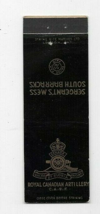 Wwii Matchbook Cover Canada Army Royal Canadian Artillery Sergeant 