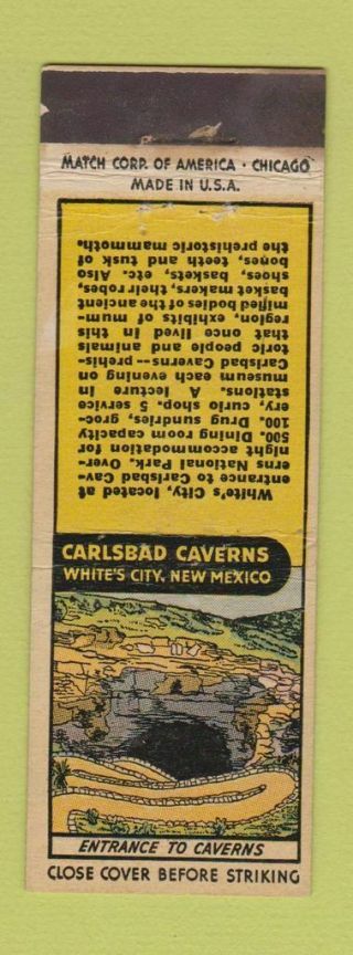 Matchbook Cover - Carlsbad Caverns White 