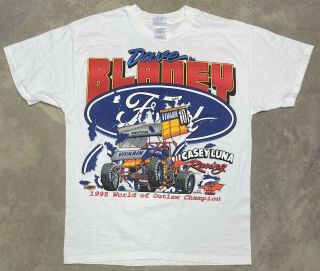 Vintage 1995 Dave Blaney Casey Luna Ford World Of Outlaws Sprint Car Tee - Large
