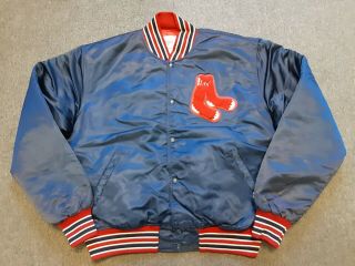 Vtg 80s 90s Starter Mlb Boston Red Sox Nylon Satin Jacket Navy Blue X - Large Xl