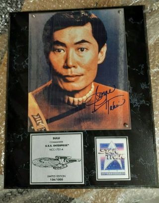 1991 Star Trek George Takei Sulu Autographed Plaque 136/1000