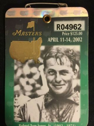 2002 Masters Badge Ticket Winner: Tiger Woods Golf Augusta National