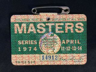1974 Masters Badge Ticket Winner: Gary Player Golf Augusta National
