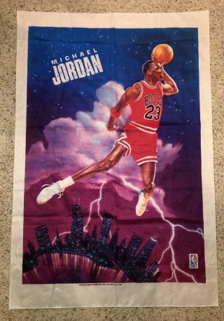 Rare Michael Jordan Flag/banner 43 X 29 From 1987 (chicago Bulls)