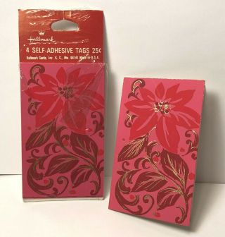 3 Vintage Hallmark Gift Tags 1960s Retro Hot Pink & Red