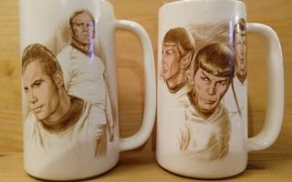 Vintage Star Trek Mugs Captain Kirk And Mr.  Spock R.  Jj Eanst Limited Edition
