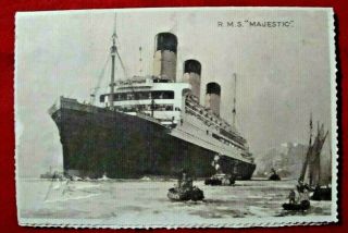 1934 Rms Majestic Postcard W/note White Star Line Ocean Liner Southampton To Ny