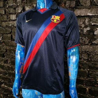 Barcelona Barca Jersey Away football shirt 2002 - 2004 Navy Blue Nike Mens Size L 2