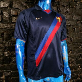 Barcelona Barca Jersey Away football shirt 2002 - 2004 Navy Blue Nike Mens Size L 3