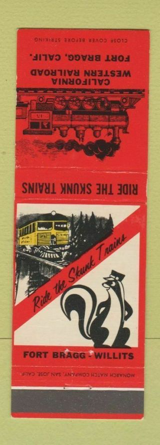 Matchbook Cover - California Western Railroad Fort Bragg Ca Skunk Trains