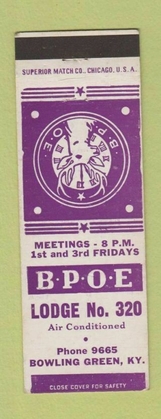 Matchbook Cover - Elks Lodge Bowling Green Ky