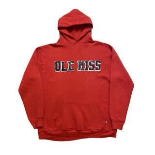 Vintage University Of Mississippi Ole Miss Rebels Red Hoodie Men 